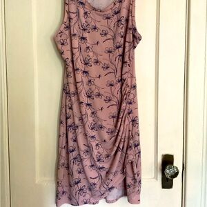 Gilli dress with rouching.  Pink with blue flowers